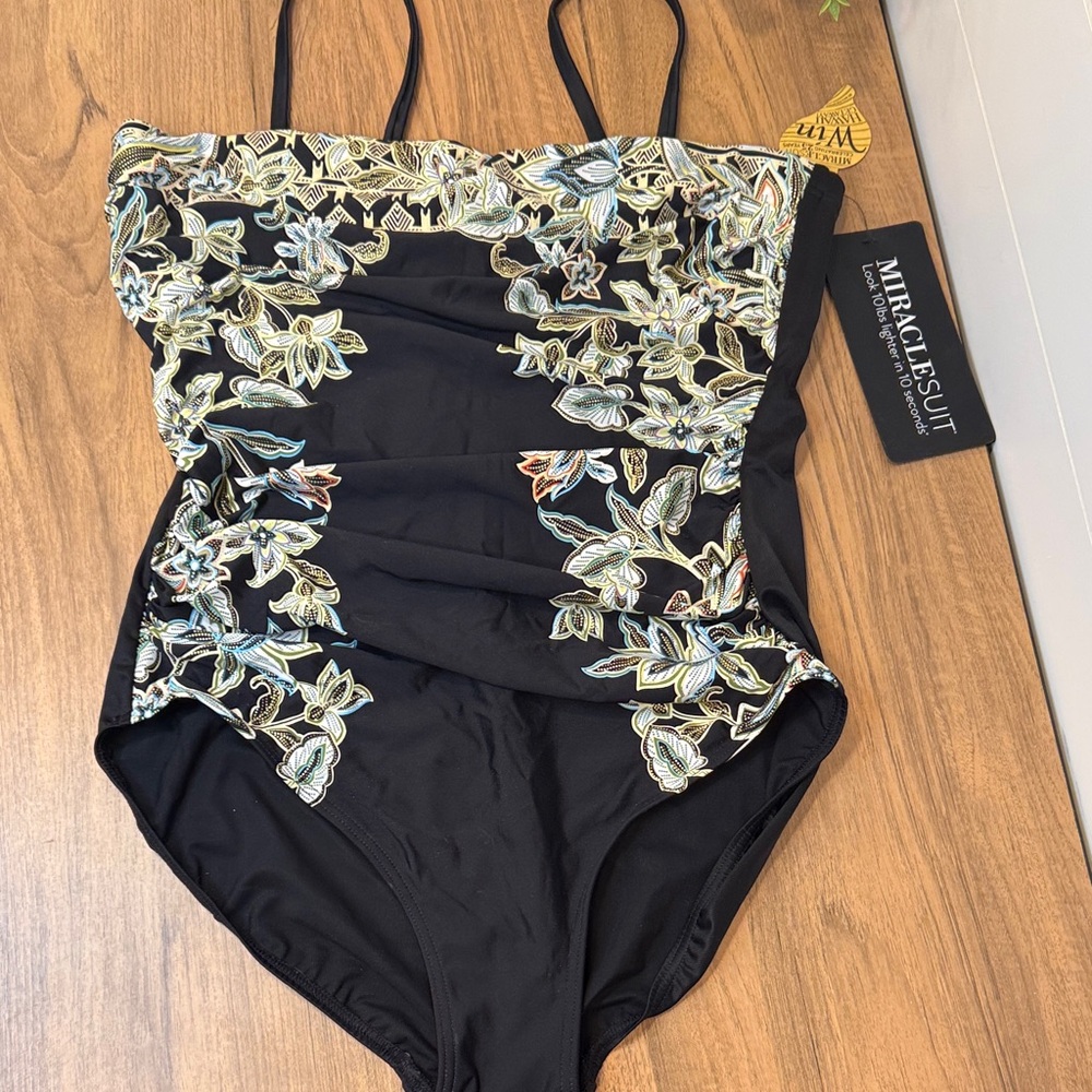Miraclesuit Black Floral SLIMMING Swimsuit